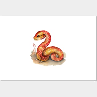 Watercolor Chinese Zodiac Year of the Snake Posters and Art